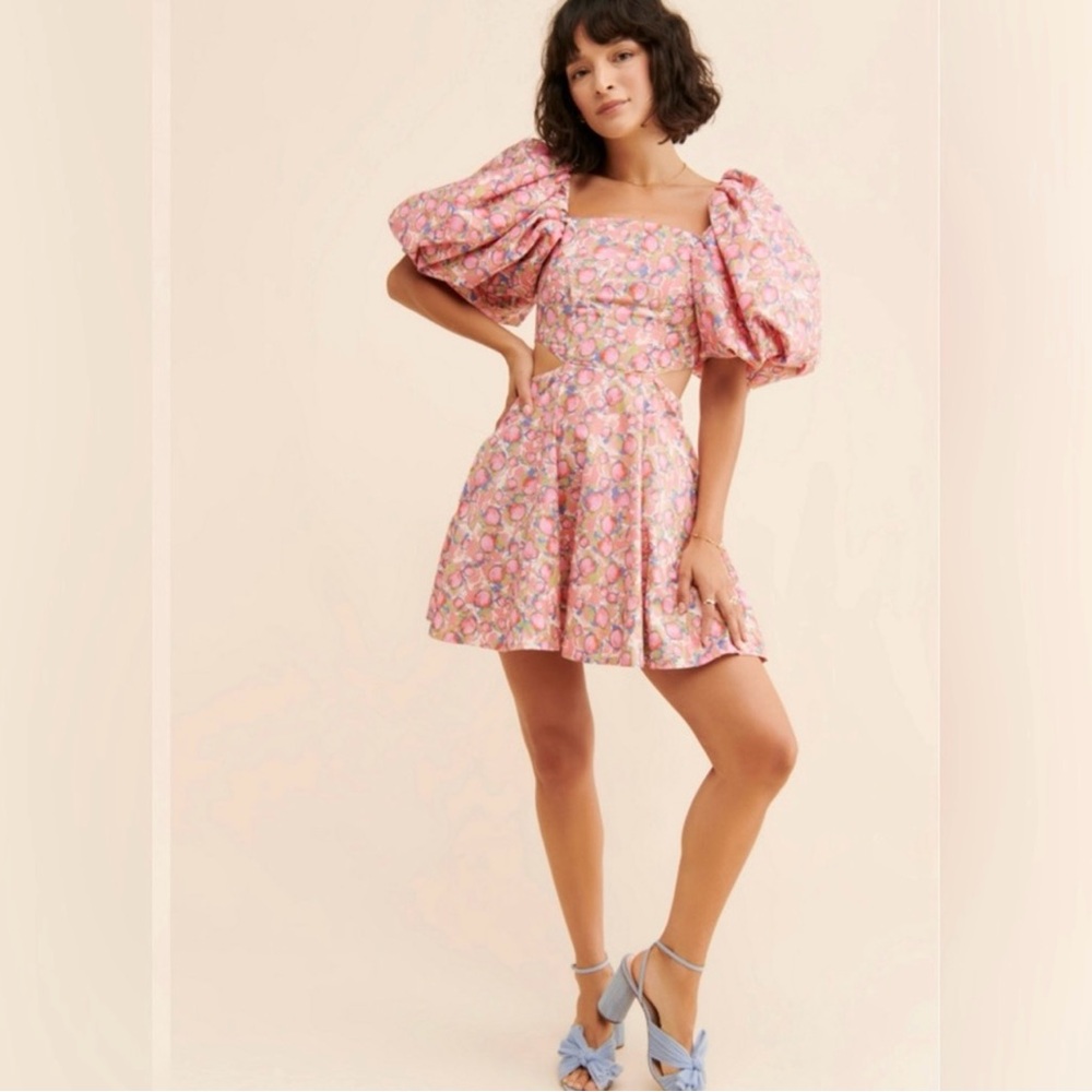 Aureta by Anthropologie Ada Mini Floral Puff Sleeve Dress Size L